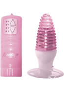 Party Girl Ribbed Jelly Plug Vibrating Butt Plug - Pink