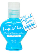 Mini Liquid Love Flavored Warming Massage Lotion Blue Raspberry 1.25 Ounce