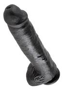 King Cock Dildo With Balls 11in - Black