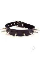 Rouge Adjustable Leather Spiked Collar - Black