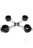 Ouch! Leather Hand And Leg Cuff - Black/silver
