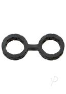 Japanese Style Bondage Silicone Cuffs Small 6.4in - Black