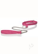 Tickle Me Pink Collar With Leash - Pink