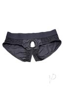 Lace Envy Black Crotchless Panty Harness - S/m - Black