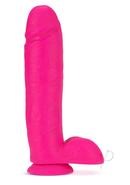 Neo Elite Silicone Dual Density Dildo With Balls 10in - Pink