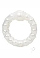 Pearl Beaded Prolong Silicone Cock Ring - White